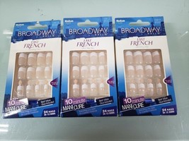 BROADWAY NAILS FAST FRENCH MEDIUM LENGTH (DRY GLUE) 10412-LOT OF 3---N51 - £9.74 GBP