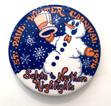 Vtg 1974 St. Paul Winter Carnival Pin Button Salute to Northern Lights Minnesota - £10.99 GBP