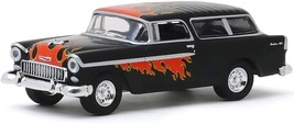 Greenlight GL30117 - 1/64 Flames The Series - 1955 Chevrolet Nomad - Black With - £16.68 GBP