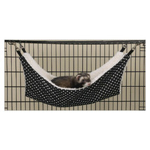 Black White Polka Dot Cage Hammocks Small Pet Kennel Hanging Bed &amp; Metal Clips - £15.50 GBP