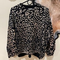 And The Why Gold Foil Leopard Chunky Knit Sweater Boutique Small/Medium ... - $33.80 CAD