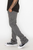 Men&#39;s Solid Grey Flare Stacked Track Pants (S) - $25.74