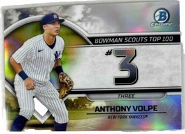 2023 Bowman Chrome Anthony Volpe Refractor Scouts Top 100 Prospect #BTP-3 NY - £2.54 GBP