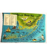 Vintage Map of the Florida Keys Postcard by Curteichcolor Saw Tooth Edge - $112.71 MXN