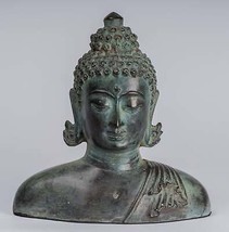 Ancien Indonésien Style Bronze Javanais Statue de Bouddha - 20cm/8 &quot; - $613.54