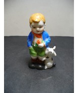 Porcelain Figure Made in Occupied Japan Boy with Scottish Terrier &amp; Rose... - $12.74