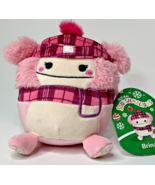 DEFECT Squishmallow 5&quot; Brina Bigfoot Pink Plaid Holiday Hat Scarf 2023 C... - £59.82 GBP