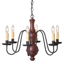 6-Arm Medium Chesterfield Wood Chandelier in Americana Red image 2