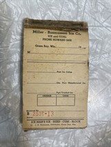 Vtg Miller-Rasmussen Ice Co. Green Bay Wisconsin Order Receipt Book. 1903-75. - £41.97 GBP
