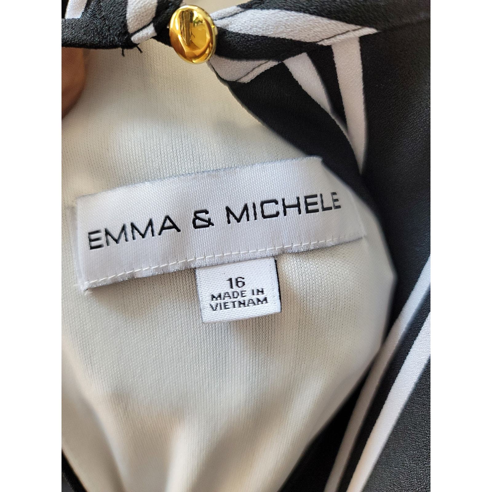 Emma Michele Romper Women Size 16 Black White Striped Belted Midi Sleeveless Item image 10