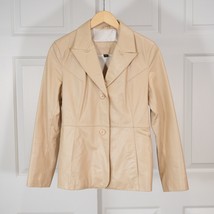 Guess Vintage Genuine Leather Blazer Jacket Tan Size Large - £43.36 GBP