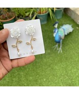 Rose Drop Earrings| Wedding Gift| Women&#39;s Jewellery| Birthday Gift| Rose... - $13.99