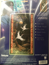 Janlynn Cranes Counted Cross Stitch Kit, 10x18in, black aida, oriental, ... - £36.08 GBP