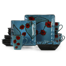 Elama Aloha Tide 16 Piece Luxurious Stoneware Dinnerware with Complete S... - $123.88