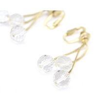 Vintage CINER signed Clip Earrings Gold Triple Crystal Ball Drop Dangle ... - $131.72