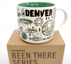 Starbucks Denver Been There Mug Points of Interest Across Globe 14 oz Green NIB - £19.77 GBP