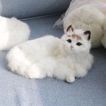 Cute Cat Statues For Living Room Decor - White Ragdoll/Persian/Siamese Cat Plush - £33.56 GBP
