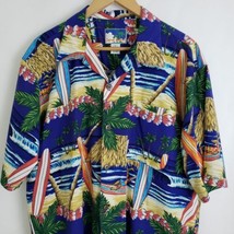 Men&#39;s Impaq Hawaii Hawaiian Shirt Surf Board Floral Palm Tree Multi-Colo... - £23.23 GBP