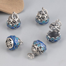 Can Be Opened S925 Sterling Silver Enameled Lotus Locket Charm,DIY Making Charm - £17.24 GBP