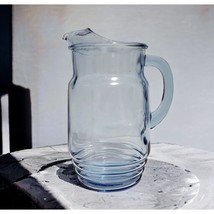 Anchor Hocking Misty Blue Iced Tea Ribbed Pattern Ice Guard Pitcher - £23.98 GBP