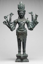 Antique Khmer Style Trimurti Shiva Brahma Vishnu Statue - 95cm/38&quot; - £3,302.03 GBP
