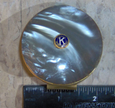 Kiwanis Club International Vintage 70s Vanity Mirror w/ Clip 2&quot; mother o... - $113.14