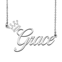 Grace Name Necklace Tag with Crown for Best Friends Birthday Party Gift - $15.99