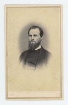 Antique CDV Circa 1860s Stern Looking Handsome Man With Long Beard in Suit - £9.58 GBP