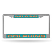 NFL Miami Dolphins Laser Chrome Acrylic License Plate Frame - £23.89 GBP