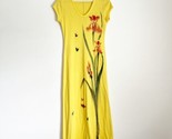 Vtg Wearable Art Yellow Dress Butterfly Flower Hand Painted M Single Sti... - £23.52 GBP