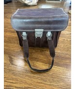 Vintage Dark Leather Camera Bag Hard Cover With Buckles And Strap - €33,65 EUR