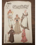 Simplicity #7650 Girl costume Witch/Angel/FarmGirl/Pioneer/Pilgrim sz6-8... - £4.66 GBP