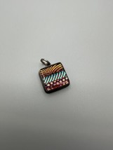 Vintage Sterling Silver Foil Colorful Necklace Pendant 3cm NB10 - $29.70