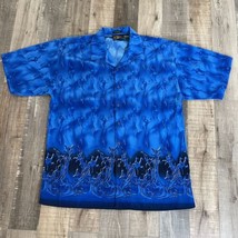 No Contest Men&#39;s 2XL 18-18.5 Blue Hawaiian Shirt Liquid Pattern Design - £13.13 GBP