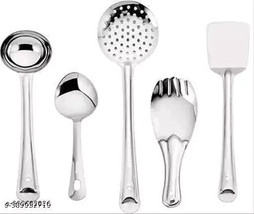 Stainless Steel Kitchen Utensils Set, 5-Pieces Cooking Tools with Spatula, - £18.13 GBP