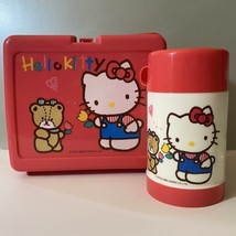 Vintage Sanrio 1988 Hello Kitty Plastic Lunchbox &amp; Thermos Set - £95.91 GBP
