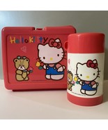Vintage Sanrio 1988 Hello Kitty Plastic Lunchbox &amp; Thermos Set - £94.81 GBP