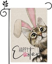 NEW Happy Easter Bunny Kitty Cat Ourdoor Garden Flag 12 x 18 inches double sided - £7.95 GBP