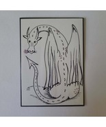 ACEO Original Ink Sketch Flower Dragon - $6.00