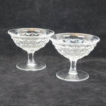 Fostoria American Clear Glass Set of 2 Low Sherbet Footed Flared Cube Motif Vtg - £11.50 GBP