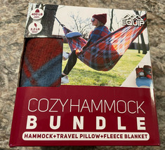 Equip Cozy Hammock Bundle w/ Inflatable Travel Pillow &amp; Fleece Blanket Camping - £15.17 GBP