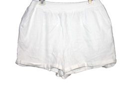  Forever 21 Elastic Waist Linen Cotton Blend Shorts Solid White 0X NEW NWT - £14.39 GBP