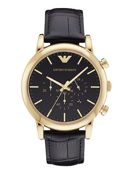 EMPORIO ARMANI AR1917 MEN'S WATCH ANALOGUE QUARTZ LEATHER BLACK - £119.01 GBP