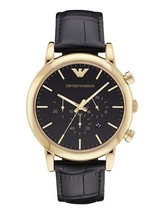 Emporio Armani Ar1917 Men&#39;s Watch Analogue Quartz Leather Black - £118.99 GBP