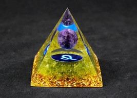 Leo Crystal Pyramid Amethyst Sphere Energy Healing Chakra Meditation Orgone - $14.99