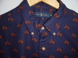 Ralph Lauren Men's Long Sleeve Shirt Allover Horse Heads Critters Navy XL Horses - $39.57