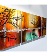 Metal Wall Art Abstract Decor Sculpture Painting Modern Tree Silhouette - £130.75 GBP