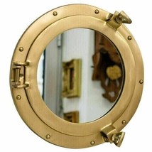 Nautical Boat Ship Piece 12&quot; Maritime Brass Porthole Round Window Mirror - £82.67 GBP
