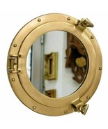 Nautical Boat Ship Piece 12&quot; Maritime Brass Porthole Round Window Mirror - £84.11 GBP