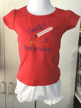 July 4th Daddy&#39;s lil firecracker S/S T-Shirt, White Eyelet Diaper Cover - Sz 6mo - £12.54 GBP